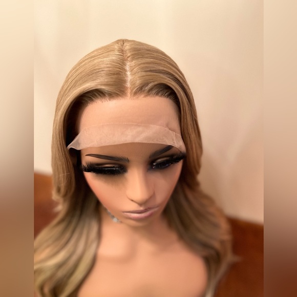 PREMIUM MOCCA BLONDE NATURAL LIGHT ENDS SET WAVY WIG NATURAL LACE HIGHLIGHTS - Picture 9 of 11